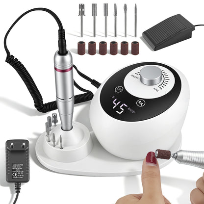 Ponceuse à Ongles Électrique 45000 tr/min – Machine Manucure Professionnelle Portable – Kit Nail Drill