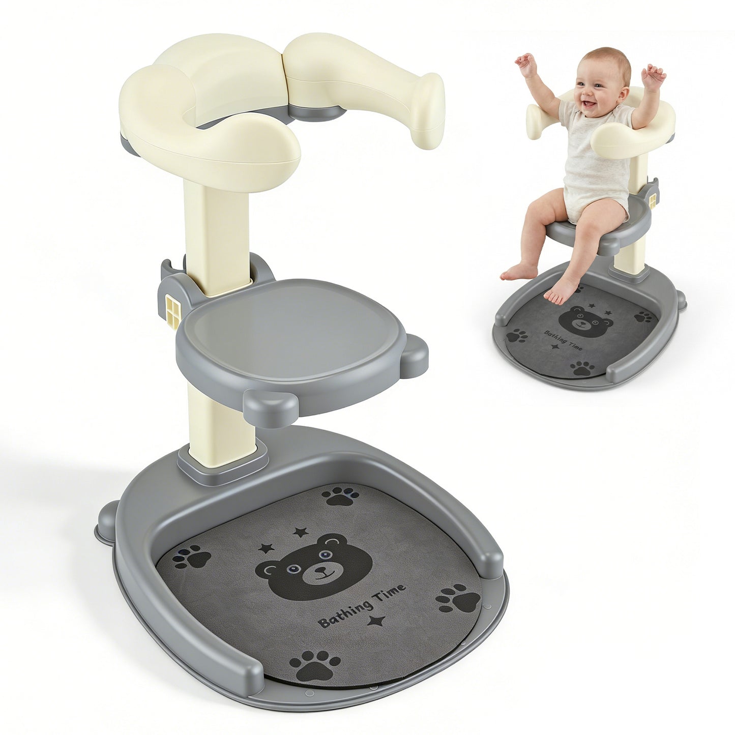 Support de Bain Bébé Réglable – Siège Douche Antidérapant Enfant Hauteur Ajustable