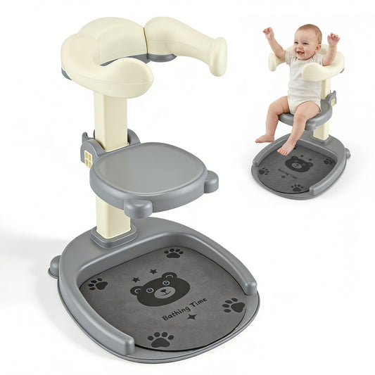 Support de Bain Bébé Réglable – Siège Douche Antidérapant Enfant Hauteur Ajustable