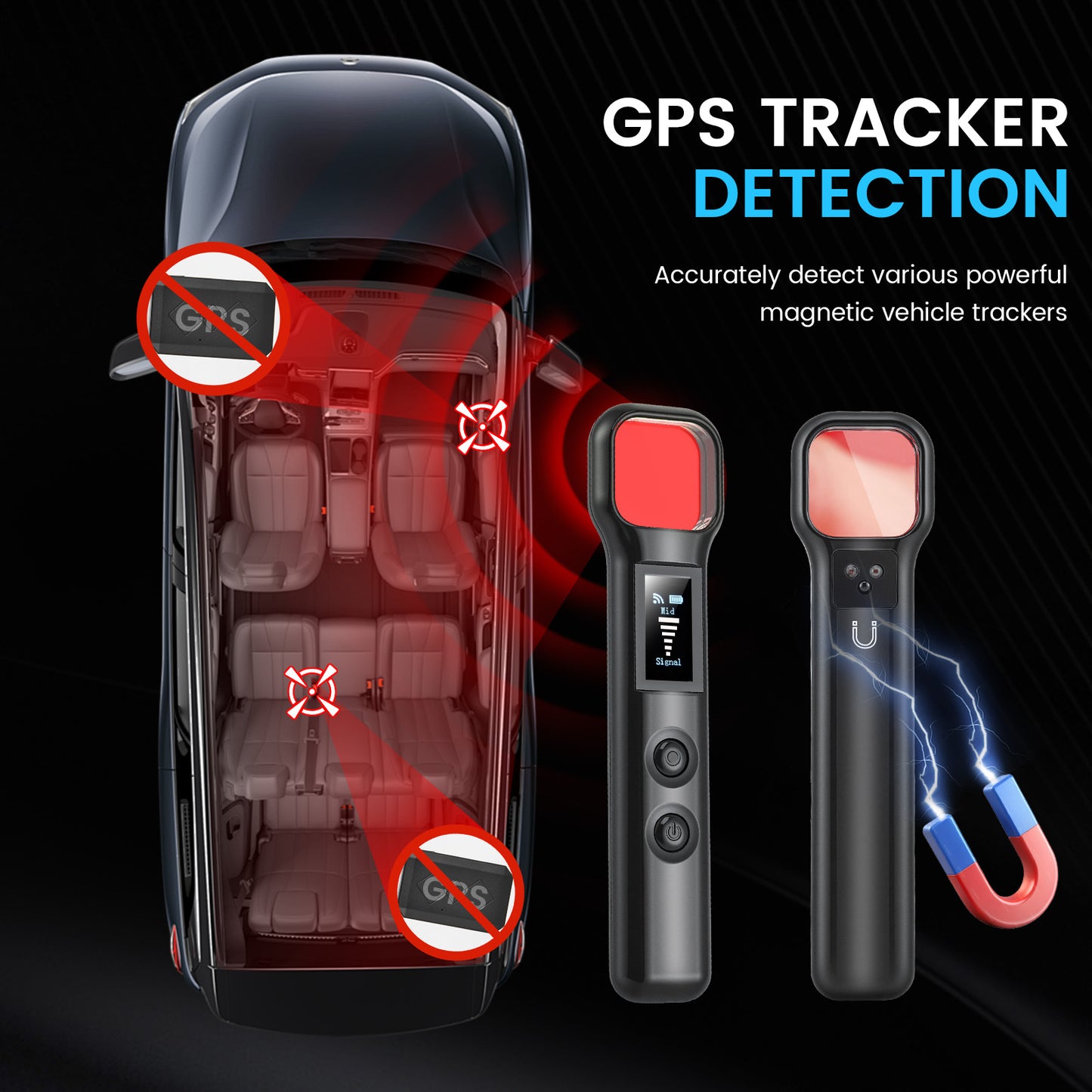 Détecteur Caméra Espion 4-en-1 – Détecteur Infrarouge + Signaux + GPS – Anti Espionnage Portable