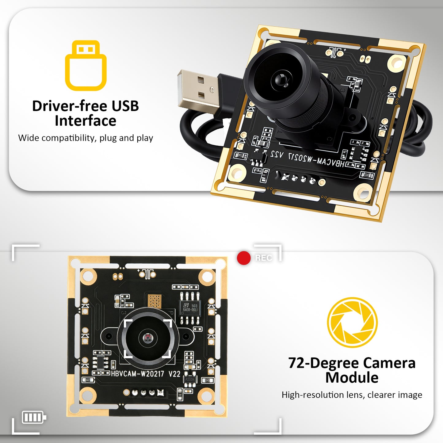 Module Caméra USB 720P – Lot de 3 – Angle 100° – Détection Visage – Caméra DIY pour PC, Voiture, Surveillance