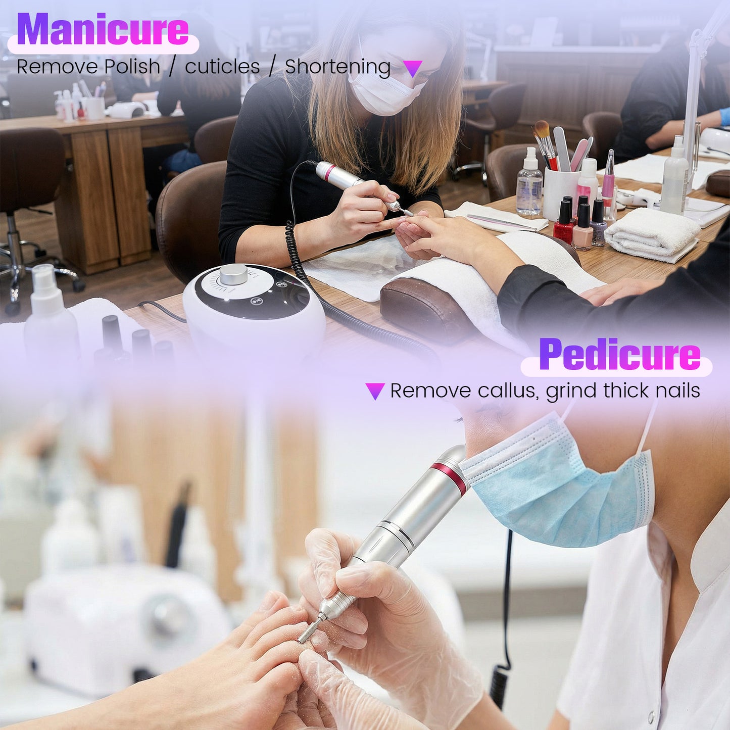 Ponceuse Ongles Électrique 45000 tr/min – Machine Manucure Professionnelle Portable – Kit Nail Drill