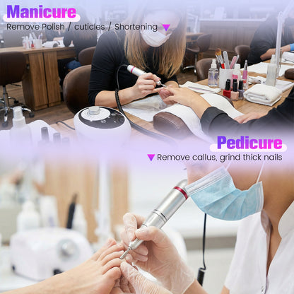 Ponceuse à Ongles Électrique 45000 tr/min – Machine Manucure Professionnelle Portable – Kit Nail Drill