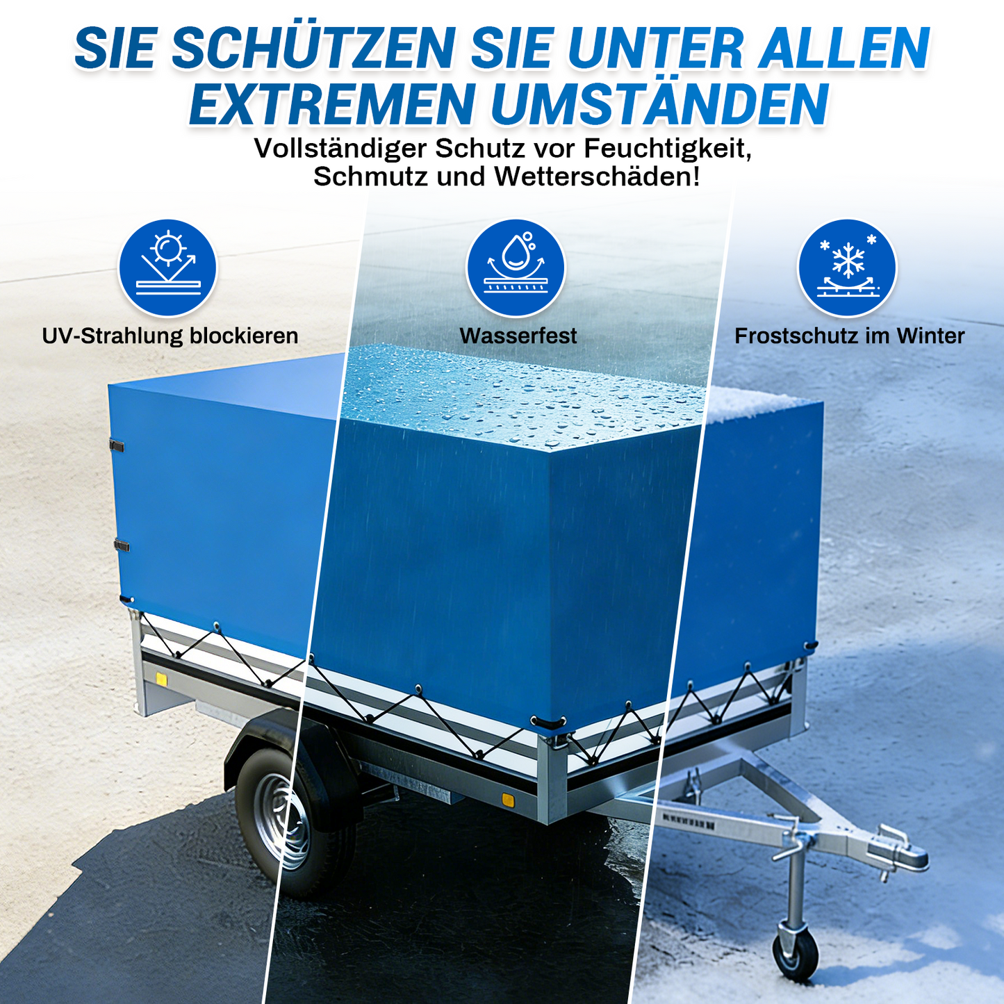 Housse Remorque Oxford 600D Imperméable – Protection Extérieure Anti-UV Pare-Soleil Coupe-Vent