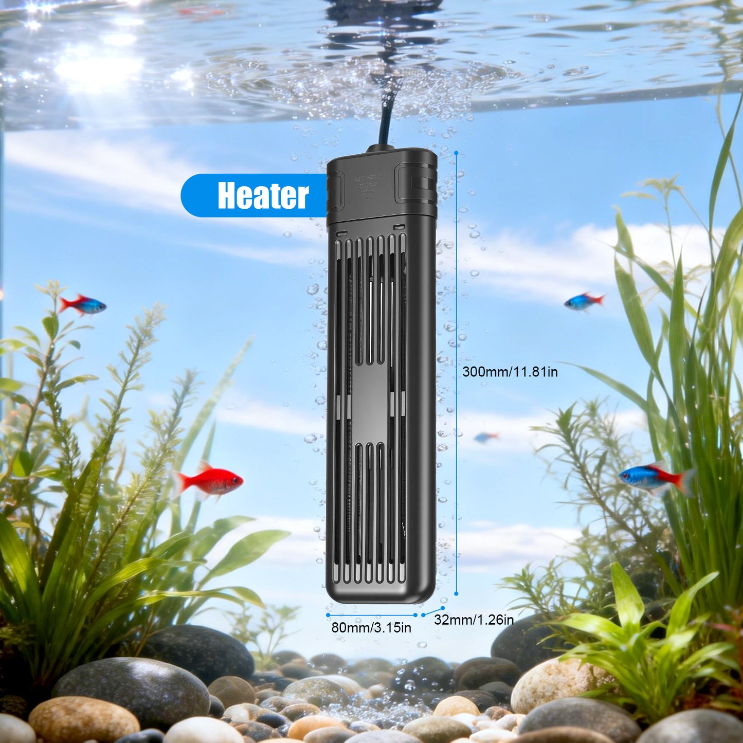 Chauffage Aquarium 300W/600W – Barre Chauffante Submersible LCD Température Réglable – Poissons Tortues