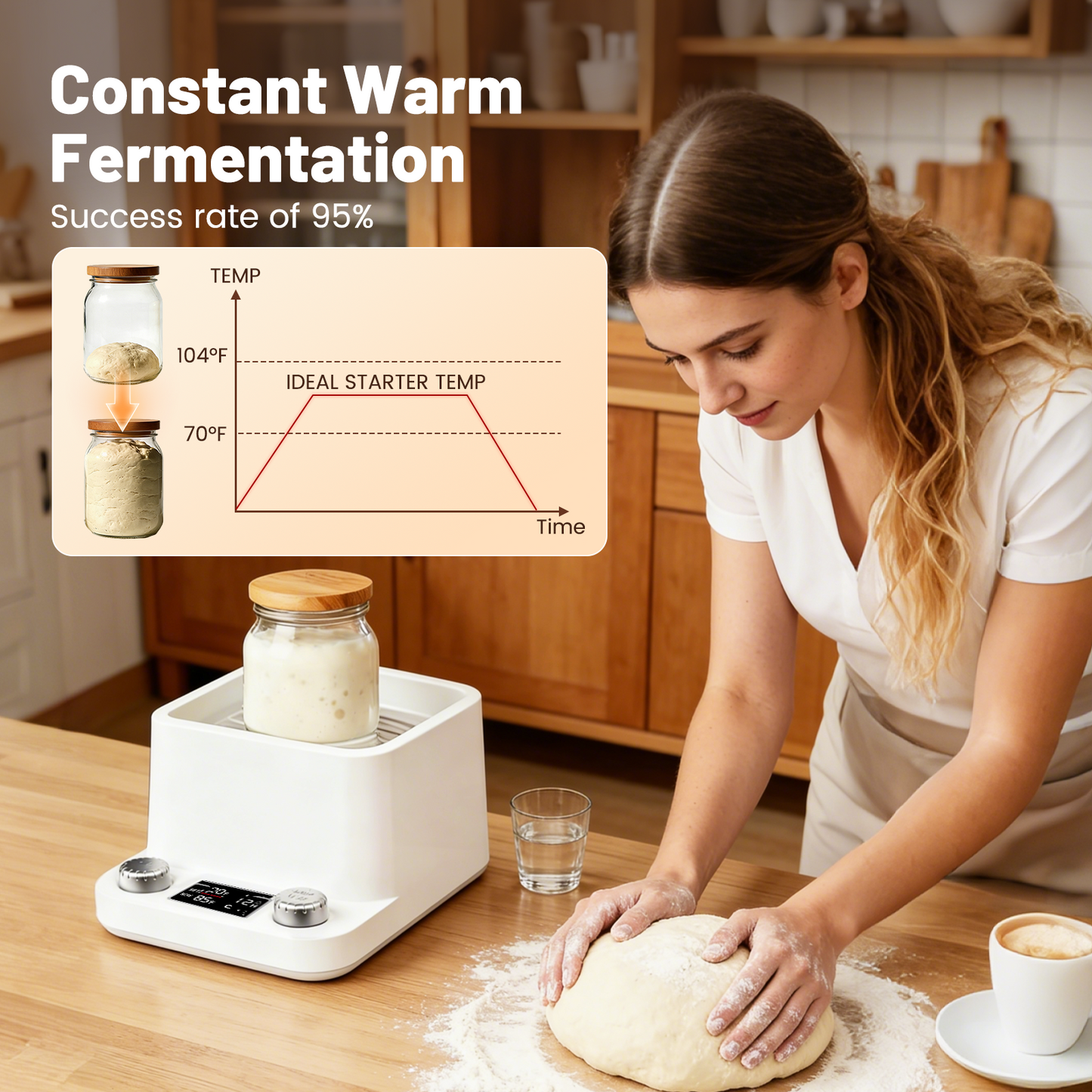 Chauffe Levain Intelligent – Fermentation Pain Yaourt Bière – Thermostat 1°C Minuteur 198h