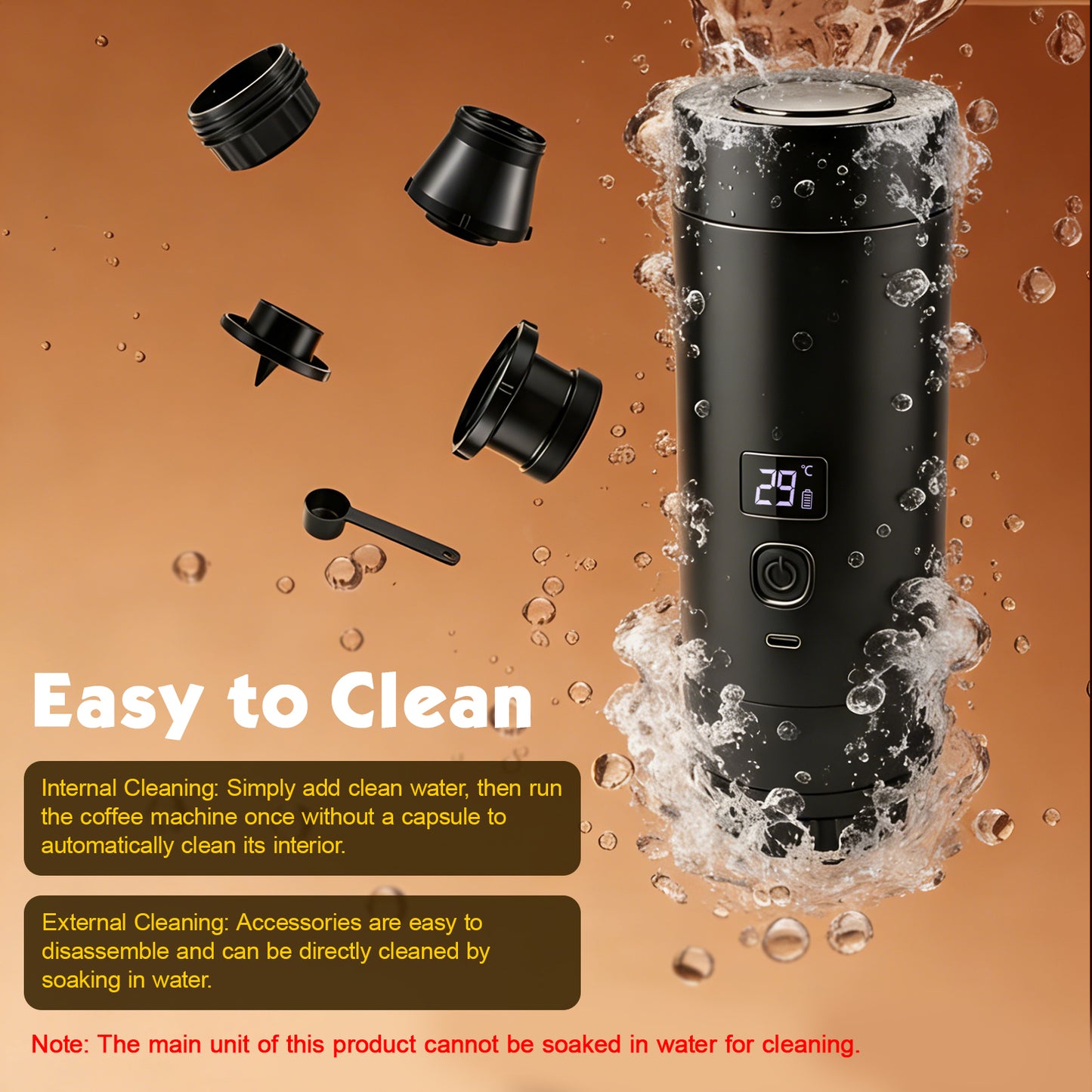 Machine à Café Portable Rechargeable 20 Bars – Sans Fil USB-C – Compatible Capsules & Café Moulu – Expresso Nomade