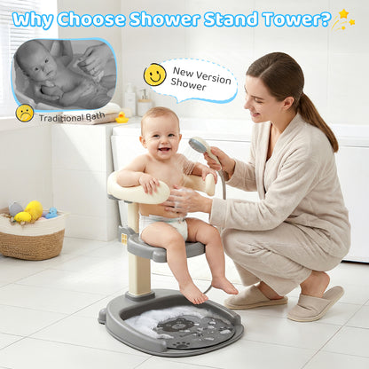 Support de Bain Bébé Réglable – Siège Douche Antidérapant Enfant Hauteur Ajustable